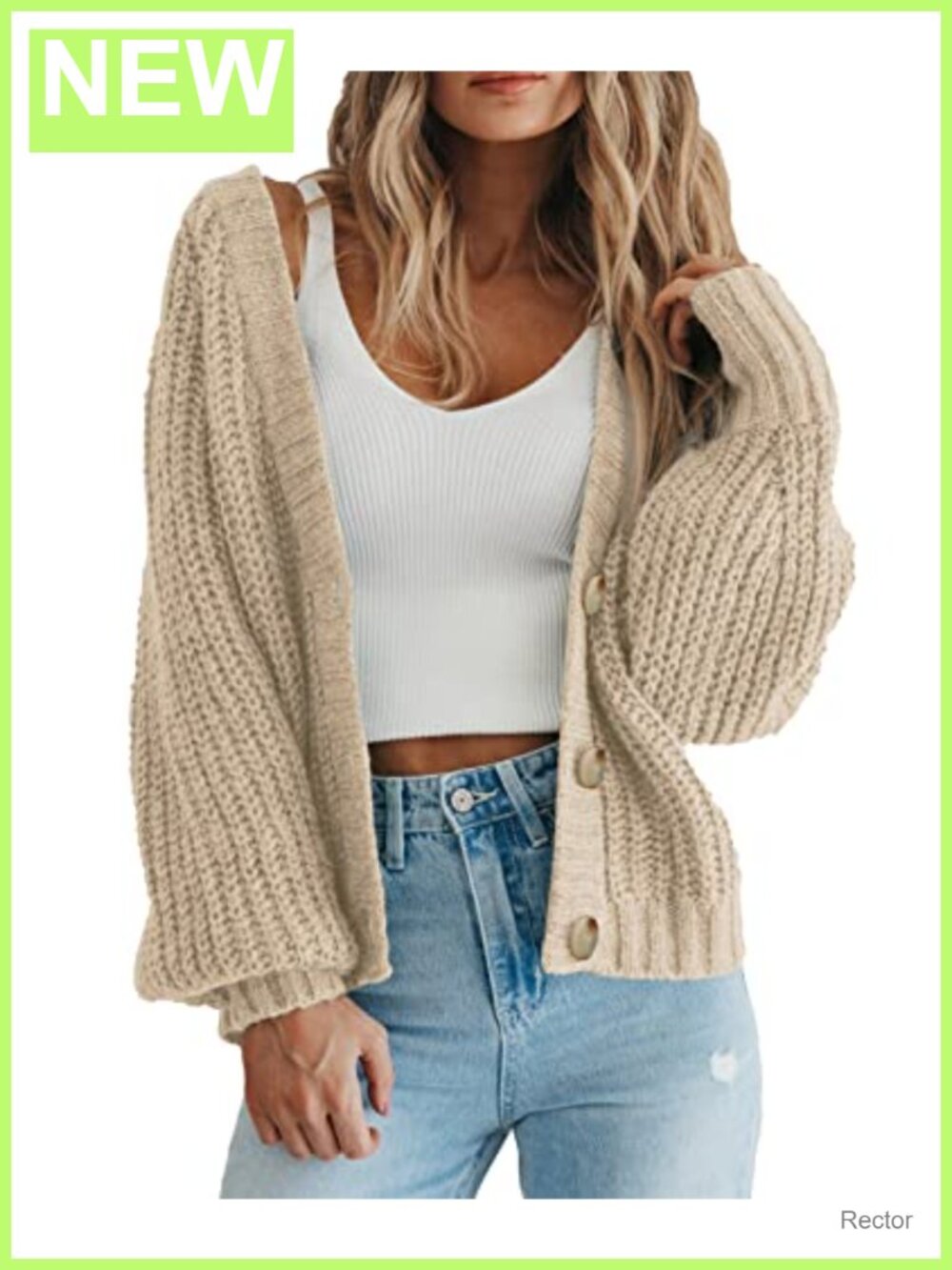 Womens Chunky Knit Open Front Cardigan Sweater V Neck Button Down